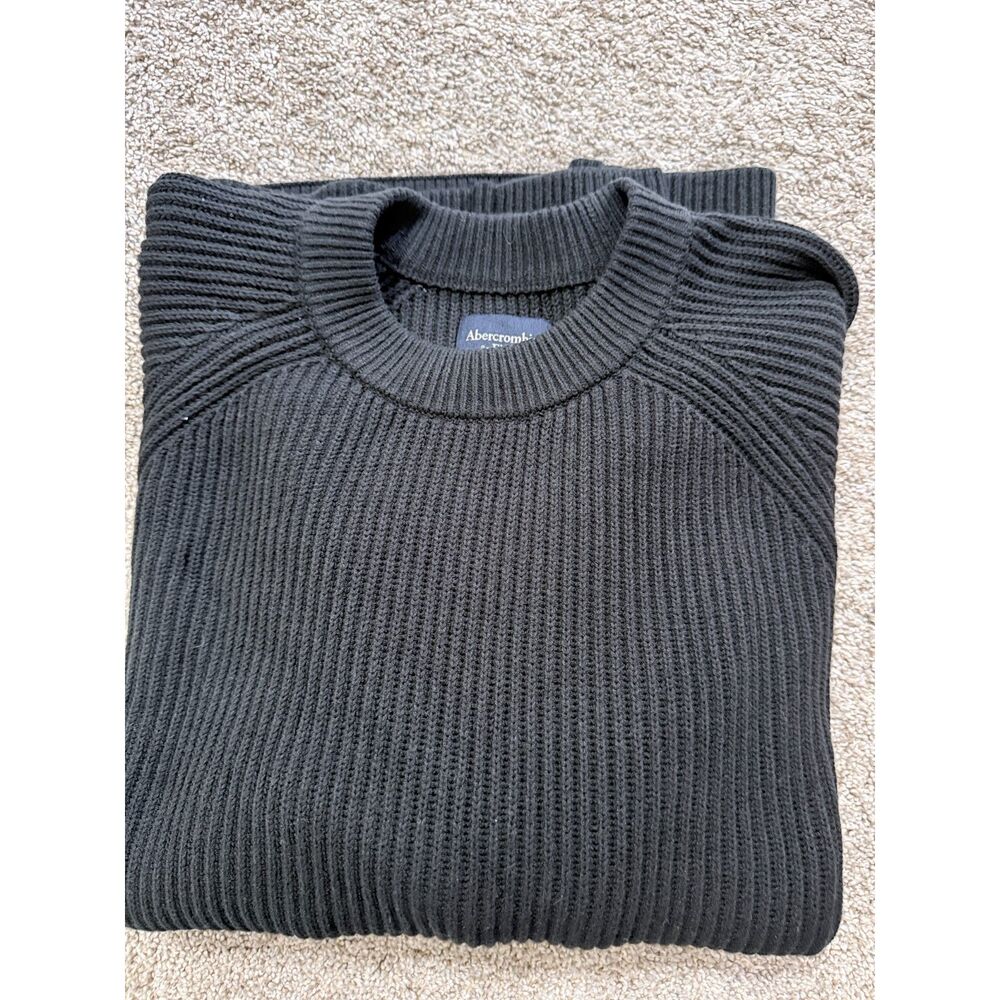 Abercrombie & Fitch Black Ribbed Crewneck Sweater Men’s Large NWT